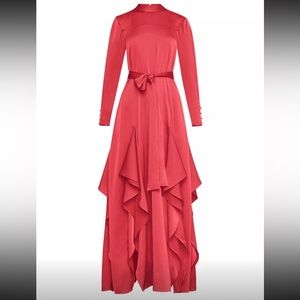 New $498 BCBG red ruffle maxi dress XS